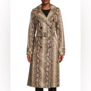 BCBGMaxAzria Snakeskin Pattern Vegan Leather Trench Coat